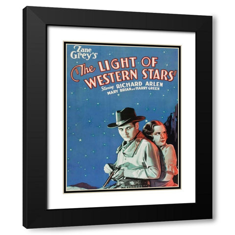 Vintage Westerns: Light of the Western Stars Black Modern Wood Framed Art Print with Double Matting by Unknown