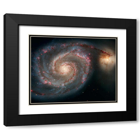 M51 - The Whirlpool Galaxy Black Modern Wood Framed Art Print with Double Matting by NASA