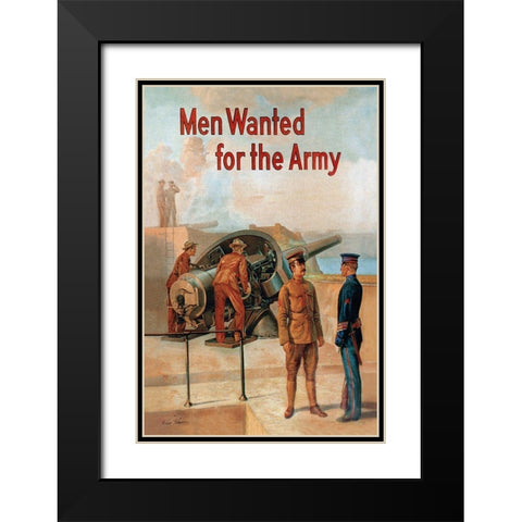WWI: Men Wanted for the Army Black Modern Wood Framed Art Print with Double Matting by Whalen, Michael P.