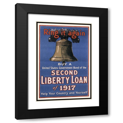 WWI: Ring It Again Black Modern Wood Framed Art Print with Double Matting by Unknown
