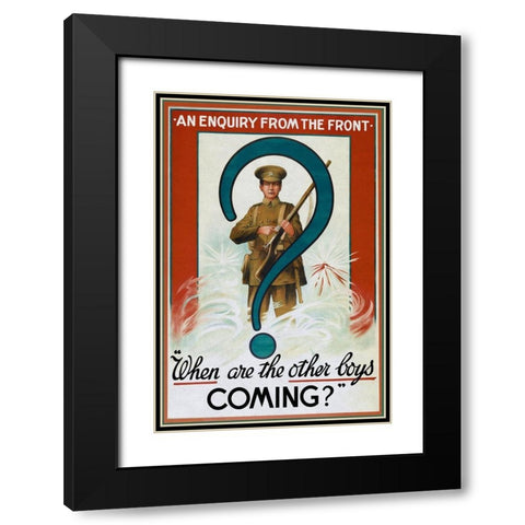 WWI: Enquiry from the Front Black Modern Wood Framed Art Print with Double Matting by Unknown
