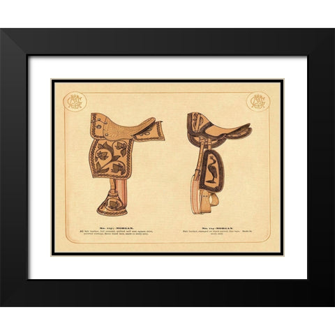 Saddles and Tack: Morgan Saddles #2 Black Modern Wood Framed Art Print with Double Matting by Unknown