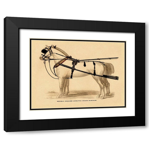 Saddles and Tack: Double English Long-Tug Coach,Sport,Competition,Sports,Play,win,score Harness Black Modern Wood Framed Art Print with Double Matting by Unknown