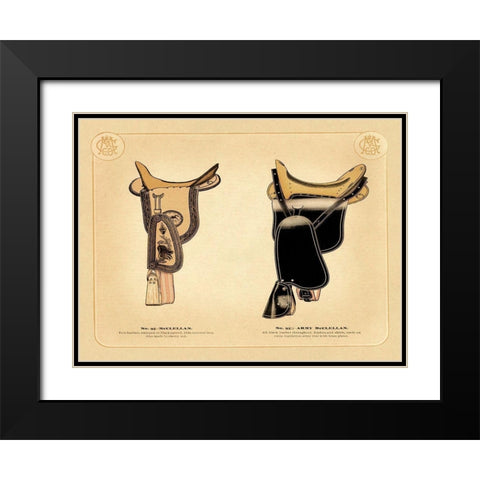 Saddles and Tack: McClellan Saddles #1 Black Modern Wood Framed Art Print with Double Matting by Unknown