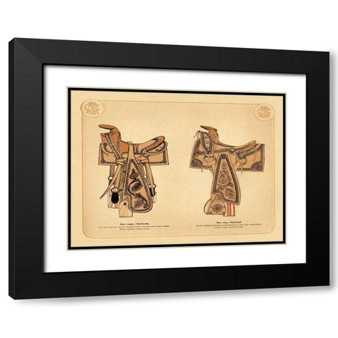 Saddles and Tack: Texas Saddles Black Modern Wood Framed Art Print with Double Matting by Unknown