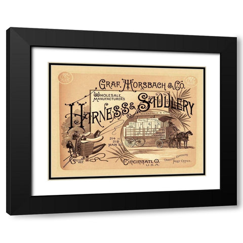 Saddles and Tack: Graf, Morsbach and Co. Harness and Saddlery Catalog Cover Black Modern Wood Framed Art Print with Double Matting by Unknown