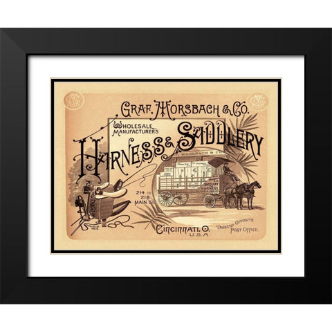 Saddles and Tack: Graf, Morsbach and Co. Harness and Saddlery Catalog Cover Black Modern Wood Framed Art Print with Double Matting by Unknown