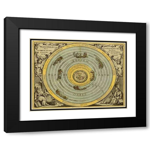 Maps of the Heavens: Planisphaerium Ptolemaicum Black Modern Wood Framed Art Print with Double Matting by Cellarius, Andreas
