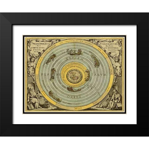 Maps of the Heavens: Planisphaerium Ptolemaicum Black Modern Wood Framed Art Print with Double Matting by Cellarius, Andreas