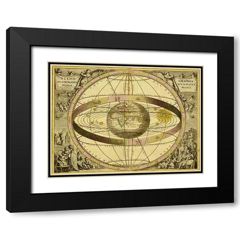 Maps of the Heavens: Sceno Systematis Ptolemaici Black Modern Wood Framed Art Print with Double Matting by Cellarius, Andreas