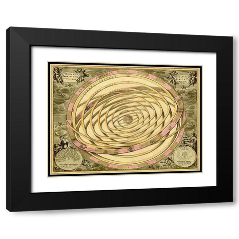 Maps of the Heavens: Orbium PlanenaMaps Black Modern Wood Framed Art Print with Double Matting by Cellarius, Andreas