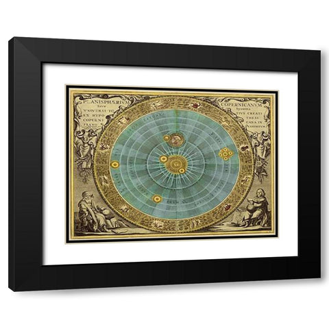 Maps of the Heavens: Planisphaerium Copernicanum Black Modern Wood Framed Art Print with Double Matting by Cellarius, Andreas