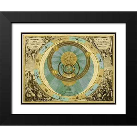 Maps of the Heavens: Planisphaerium Braheum Black Modern Wood Framed Art Print with Double Matting by Cellarius, Andreas