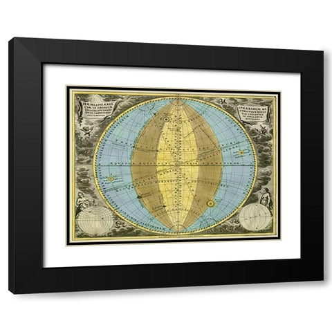 Maps of the Heavens: Hemisphaeria SphaeraMaps Black Modern Wood Framed Art Print with Double Matting by Cellarius, Andreas