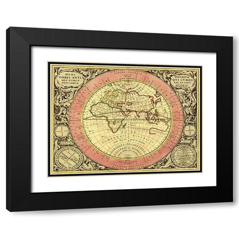 Maps of the Heavens: Hemisphaerium Orbis Antiqui Black Modern Wood Framed Art Print with Double Matting by Cellarius, Andreas