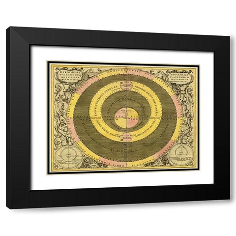 Maps of the Heavens: Hypothesis Ptomlemaica Black Modern Wood Framed Art Print with Double Matting by Cellarius, Andreas
