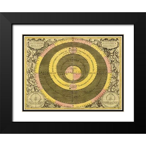 Maps of the Heavens: Hypothesis Ptomlemaica Black Modern Wood Framed Art Print with Double Matting by Cellarius, Andreas