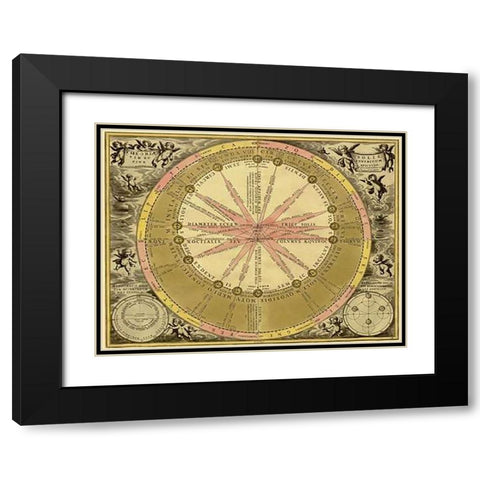 Maps of the Heavens: Theoria Solis Black Modern Wood Framed Art Print with Double Matting by Cellarius, Andreas