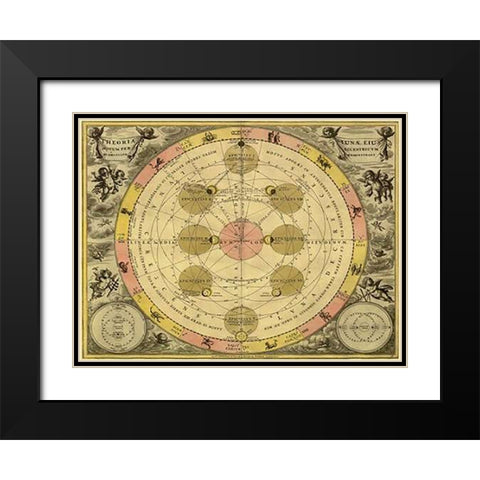 Maps of the Heavens: Theoria Luna Black Modern Wood Framed Art Print with Double Matting by Cellarius, Andreas