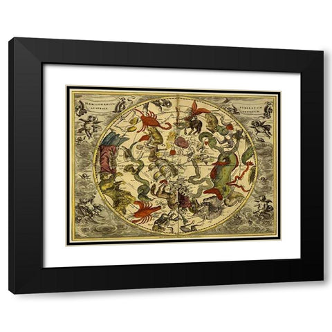 Maps of the Heavens: Haemisphaerium Stellatum Australe Antiquum Black Modern Wood Framed Art Print with Double Matting by Cellarius, Andreas