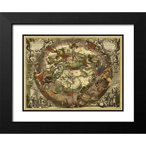 Maps of the Heavens: Haemisphaerium Sceno Graphicum Australe Black Modern Wood Framed Art Print with Double Matting by Cellarius, Andreas