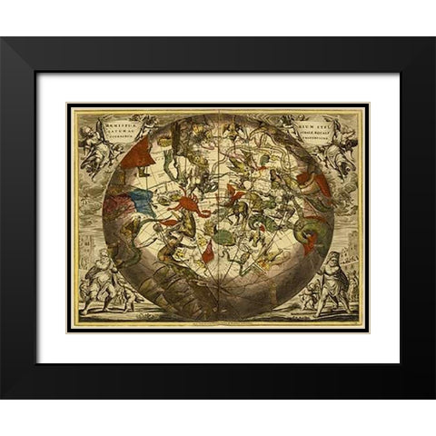 Maps of the Heavens: Haemisphaerium Stellatum Australe Aequali Black Modern Wood Framed Art Print with Double Matting by Cellarius, Andreas