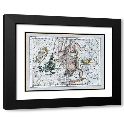 Maps of the Heavens: Hercules, the Lyre and Corona Borealis Black Modern Wood Framed Art Print with Double Matting by Jamieson, Alexander