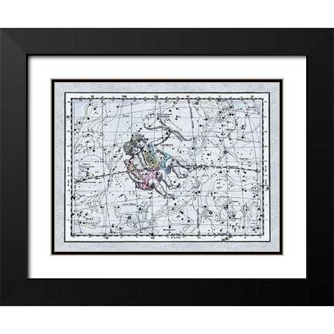 Maps of the Heavens: Gemini - the Twins - Castor and Pollux Black Modern Wood Framed Art Print with Double Matting by Jamieson, Alexander