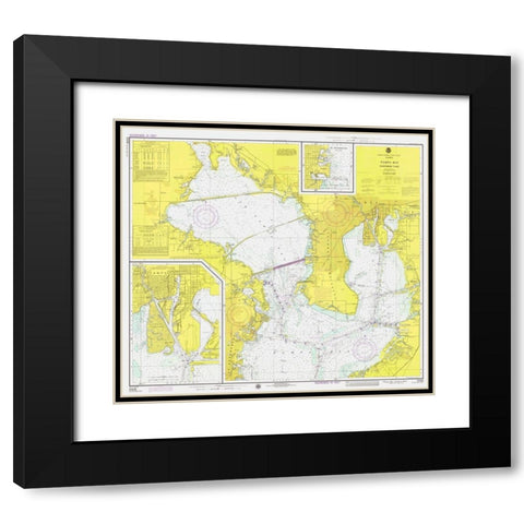 Nautical Chart - Tampa Bay - Northern Part ca. 1975 Black Modern Wood Framed Art Print with Double Matting by NOAA Historical Map and Chart Collection