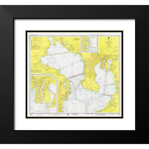 Nautical Chart - Tampa Bay - Northern Part ca. 1975 Black Modern Wood Framed Art Print with Double Matting by NOAA Historical Map and Chart Collection