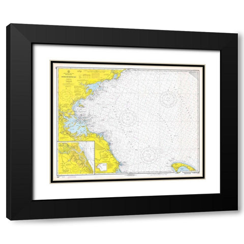Nautical Chart - Massachusetts Bay ca. 1970 Black Modern Wood Framed Art Print with Double Matting by NOAA Historical Map and Chart Collection