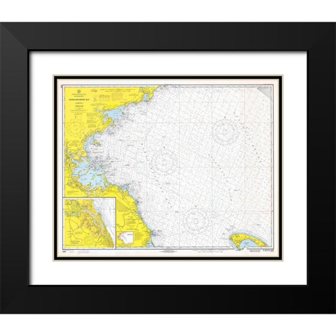 Nautical Chart - Massachusetts Bay ca. 1970 Black Modern Wood Framed Art Print with Double Matting by NOAA Historical Map and Chart Collection