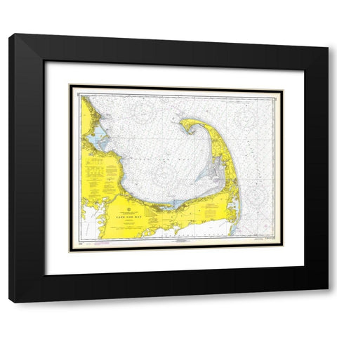 Nautical Chart - Cape Cod Bay ca. 1970 Black Modern Wood Framed Art Print with Double Matting by NOAA Historical Map and Chart Collection