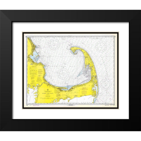 Nautical Chart - Cape Cod Bay ca. 1970 Black Modern Wood Framed Art Print with Double Matting by NOAA Historical Map and Chart Collection