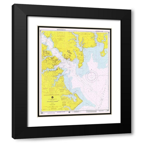 Nautical Chart - Annapolis Harbor ca. 1975 Black Modern Wood Framed Art Print with Double Matting by NOAA Historical Map and Chart Collection