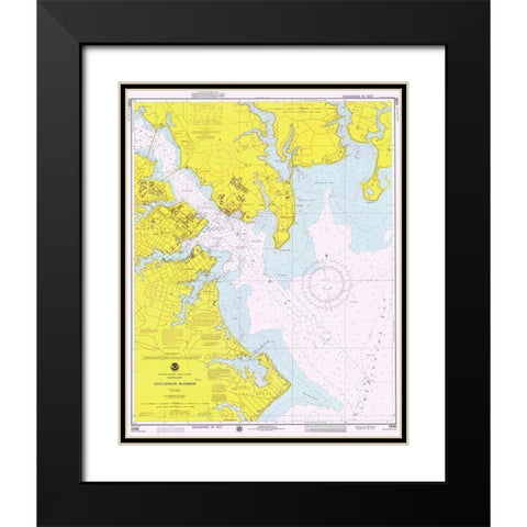 Nautical Chart - Annapolis Harbor ca. 1975 Black Modern Wood Framed Art Print with Double Matting by NOAA Historical Map and Chart Collection