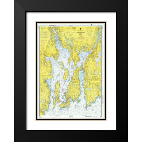 Nautical Chart - Narragansett Bay ca. 1975 Black Modern Wood Framed Art Print with Double Matting by NOAA Historical Map and Chart Collection