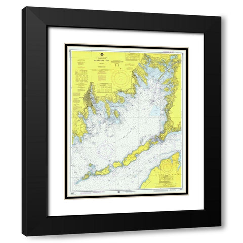 Nautical Chart - Buzzards Bay ca. 1974 Black Modern Wood Framed Art Print with Double Matting by NOAA Historical Map and Chart Collection