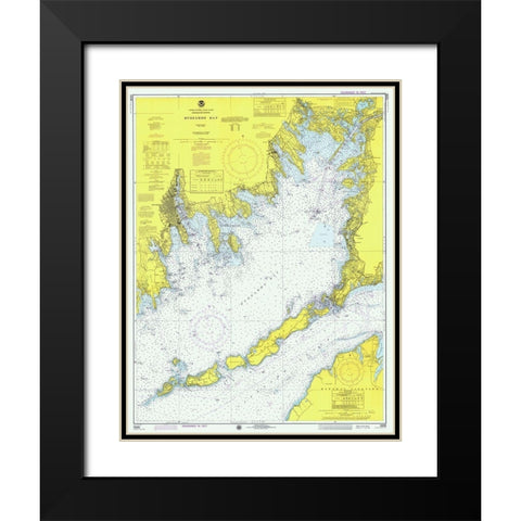 Nautical Chart - Buzzards Bay ca. 1974 Black Modern Wood Framed Art Print with Double Matting by NOAA Historical Map and Chart Collection