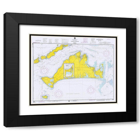 Nautical Chart - Marthas Vineyard ca. 1975 Black Modern Wood Framed Art Print with Double Matting by NOAA Historical Map and Chart Collection