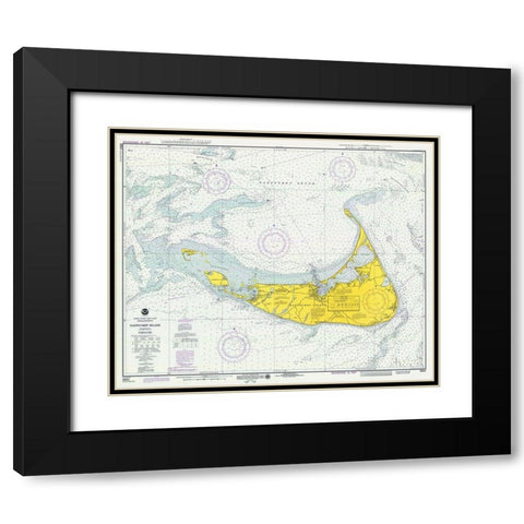 Nautical Chart - Nantucket Island ca. 1975 Black Modern Wood Framed Art Print with Double Matting by NOAA Historical Map and Chart Collection