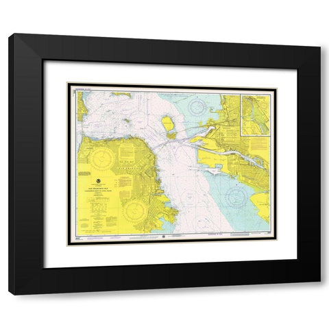 Nautical Chart - San Francisco Bay ca. 1975 Black Modern Wood Framed Art Print with Double Matting by NOAA Historical Map and Chart Collection