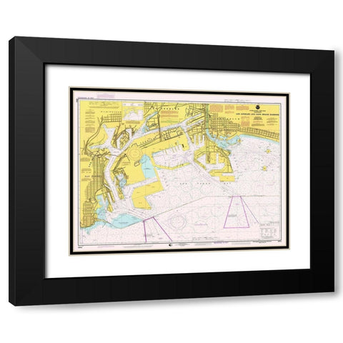 Nautical Chart - Los Angeles and Long Beach Harbors ca. 1998 Black Modern Wood Framed Art Print with Double Matting by NOAA Historical Map and Chart Collection
