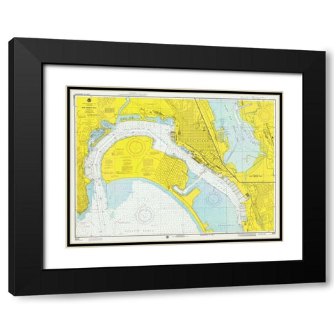 Nautical Chart - San Diego Bay ca. 1974 Black Modern Wood Framed Art Print with Double Matting by NOAA Historical Map and Chart Collection