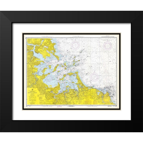 Nautical Chart - Boston Harbor ca. 1970 Black Modern Wood Framed Art Print with Double Matting by NOAA Historical Map and Chart Collection