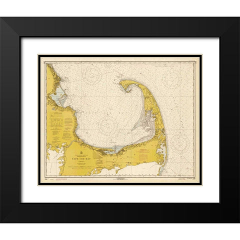 Nautical Chart - Cape Cod Bay ca. 1970 - Sepia Tinted Black Modern Wood Framed Art Print with Double Matting by NOAA Historical Map-Chart