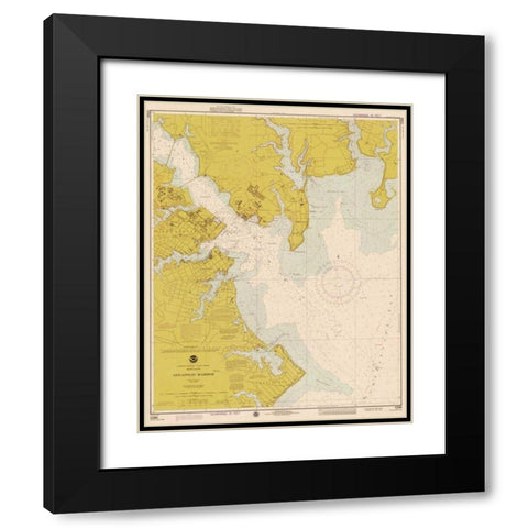 Nautical Chart - Annapolis Harbor ca. 1975 - Sepia Tinted Black Modern Wood Framed Art Print with Double Matting by NOAA Historical Map-Chart