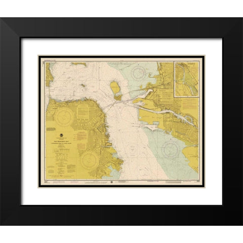 Nautical Chart - San Francisco Bay ca. 1975 - Sepia Tinted Black Modern Wood Framed Art Print with Double Matting by NOAA Historical Map-Chart