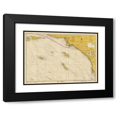 Nautical Chart - San Diego to Santa Rosa Island ca. 1975 - Sepia Tinted Black Modern Wood Framed Art Print with Double Matting by NOAA Historical Map and Chart Collection