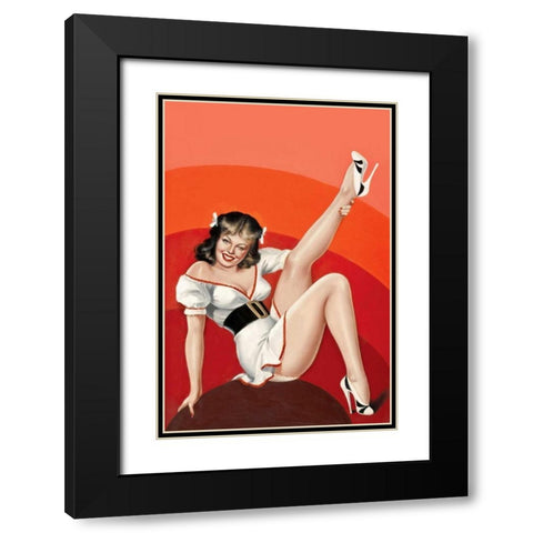 Mid-Century Pin-Ups - Titter Magazine - Winking Brunette Black Modern Wood Framed Art Print with Double Matting by Driben, Peter